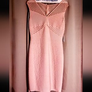 Calvin Klein Bodycon Pink Blush Ribbed Bandage Dress Size 6